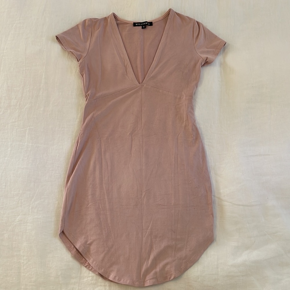 William B Pink Suede Bodycon Dress